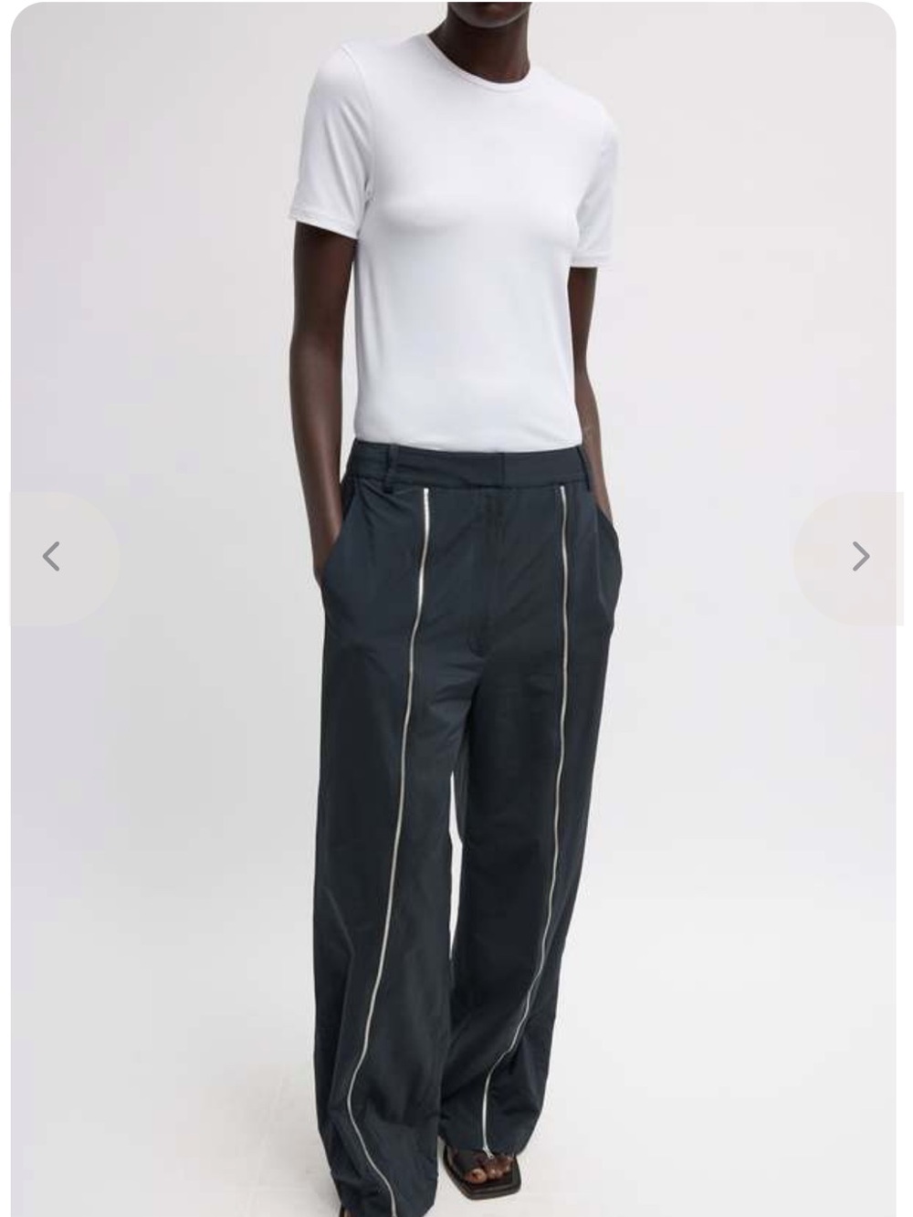 Tibi Nylon Zipper Trousers / Black / 4 short length